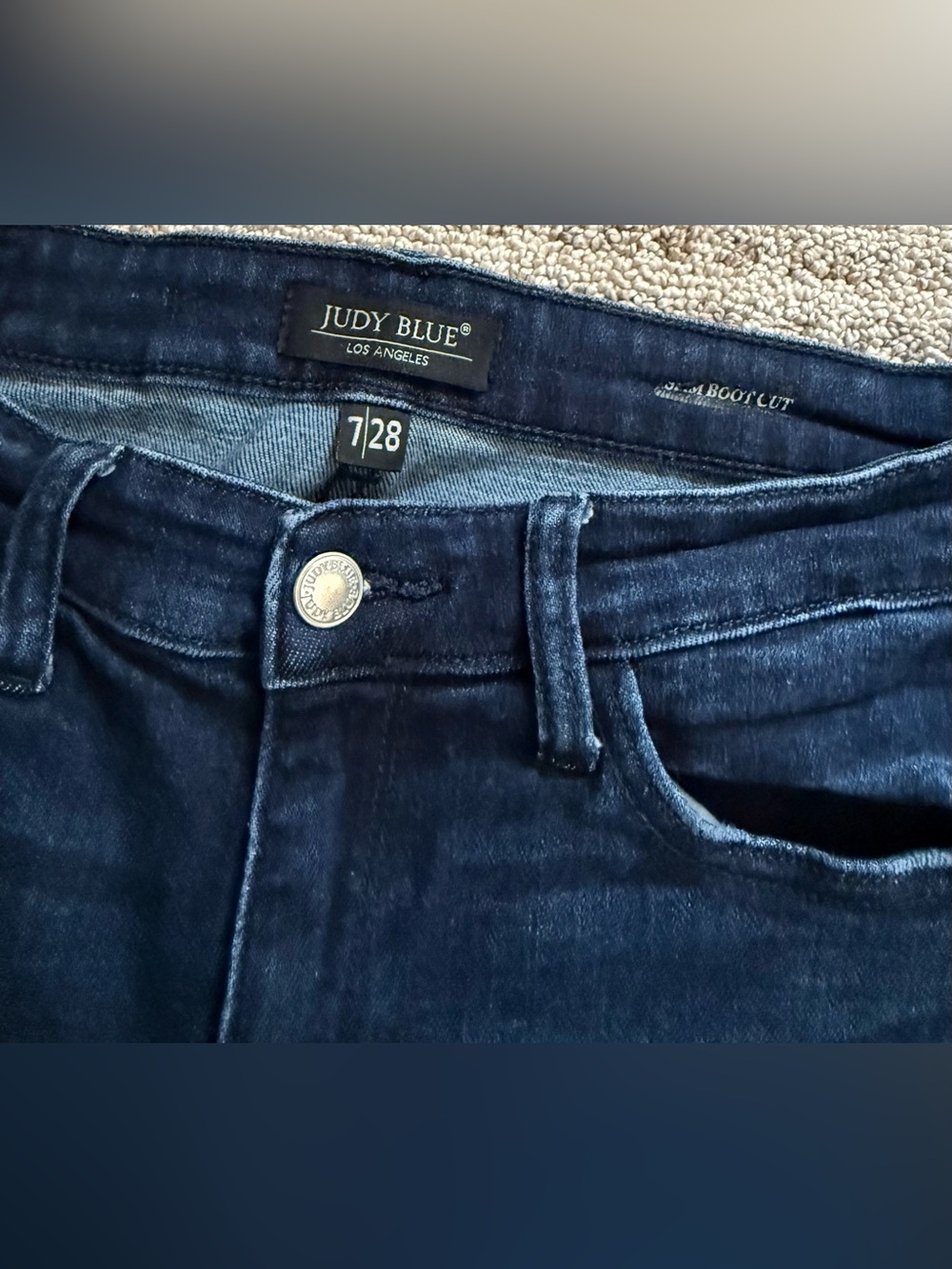 Judy Blue Slim Bootcut Dark Wash Jeans Sz 7/28 - Picture 6 of 9